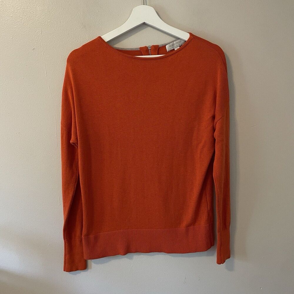Nordstrom Collection Silk Cashmere Knit Sweater Boatneck Zipper Sz S